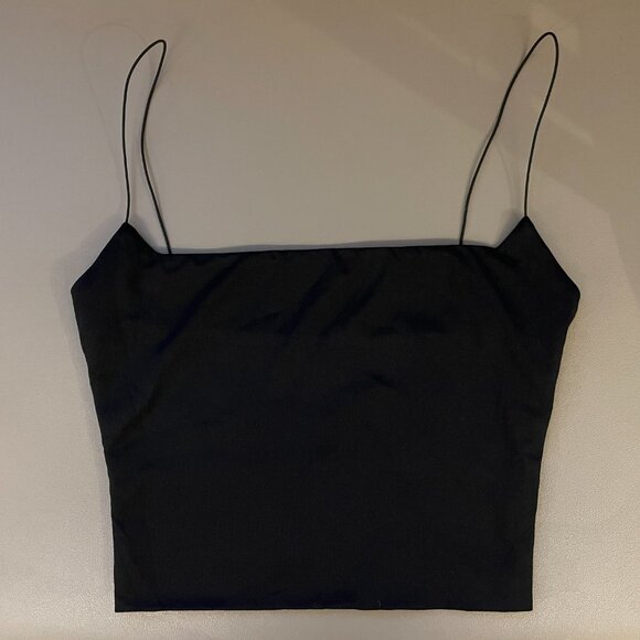 Black Spaghetti-Strap Cami Tank Top, Like New - Picture 4 of 4